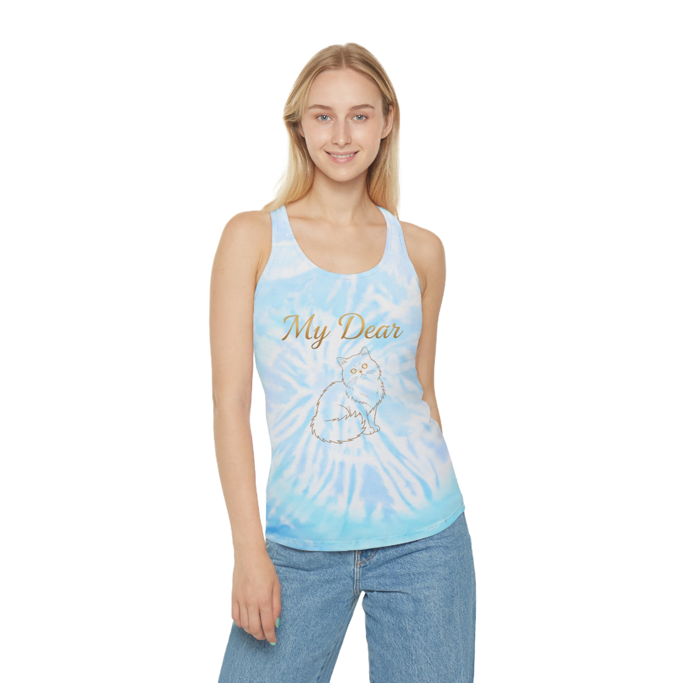 My Dear Cat Tie Dye Women's Racerback Tank Top