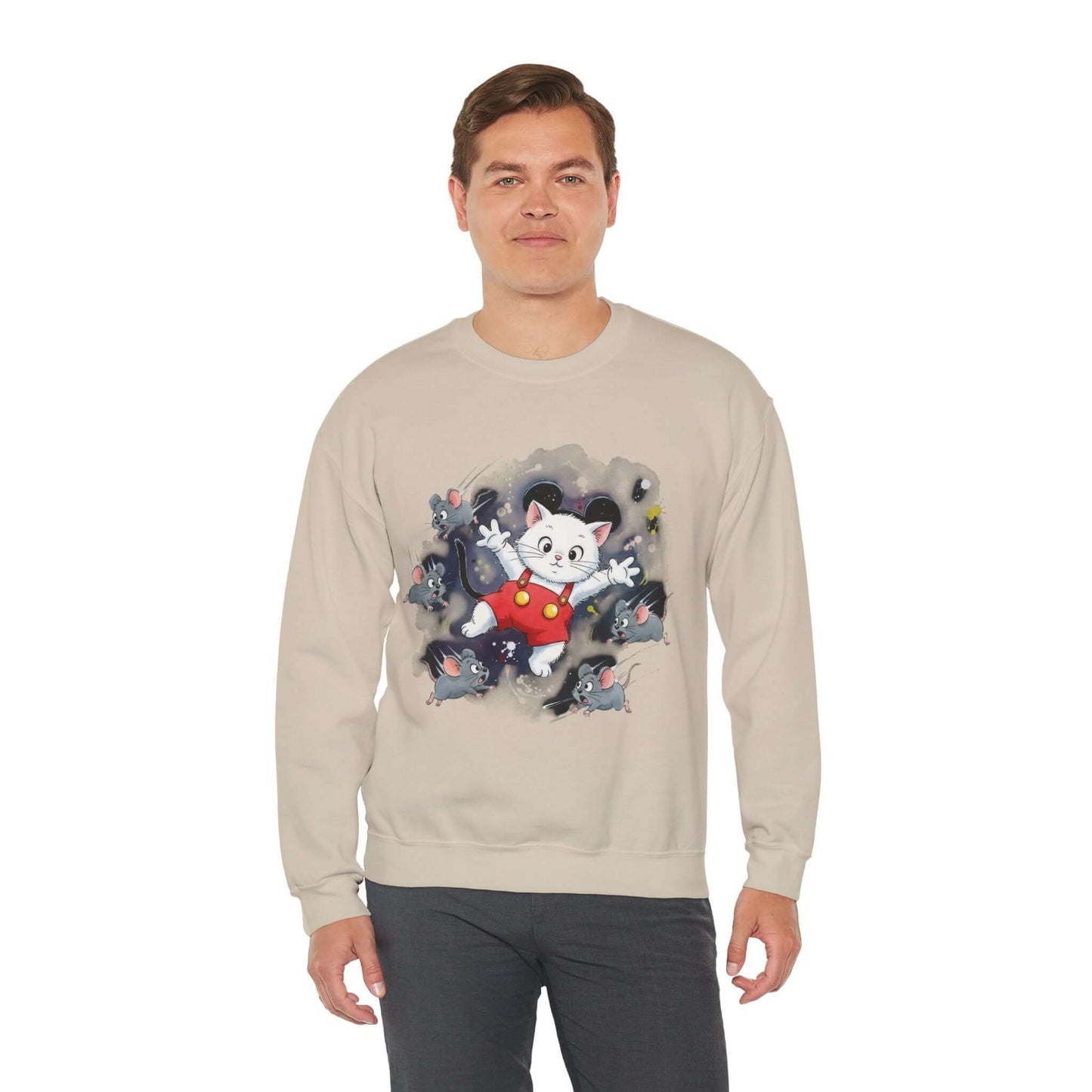 Watercolor Cat painting Unisex Crewneck Sweatshirt style 2
