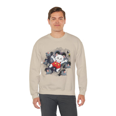 Watercolor painting style 2 Men & Women Cute Cat Pile Crewneck Sweatshirt
