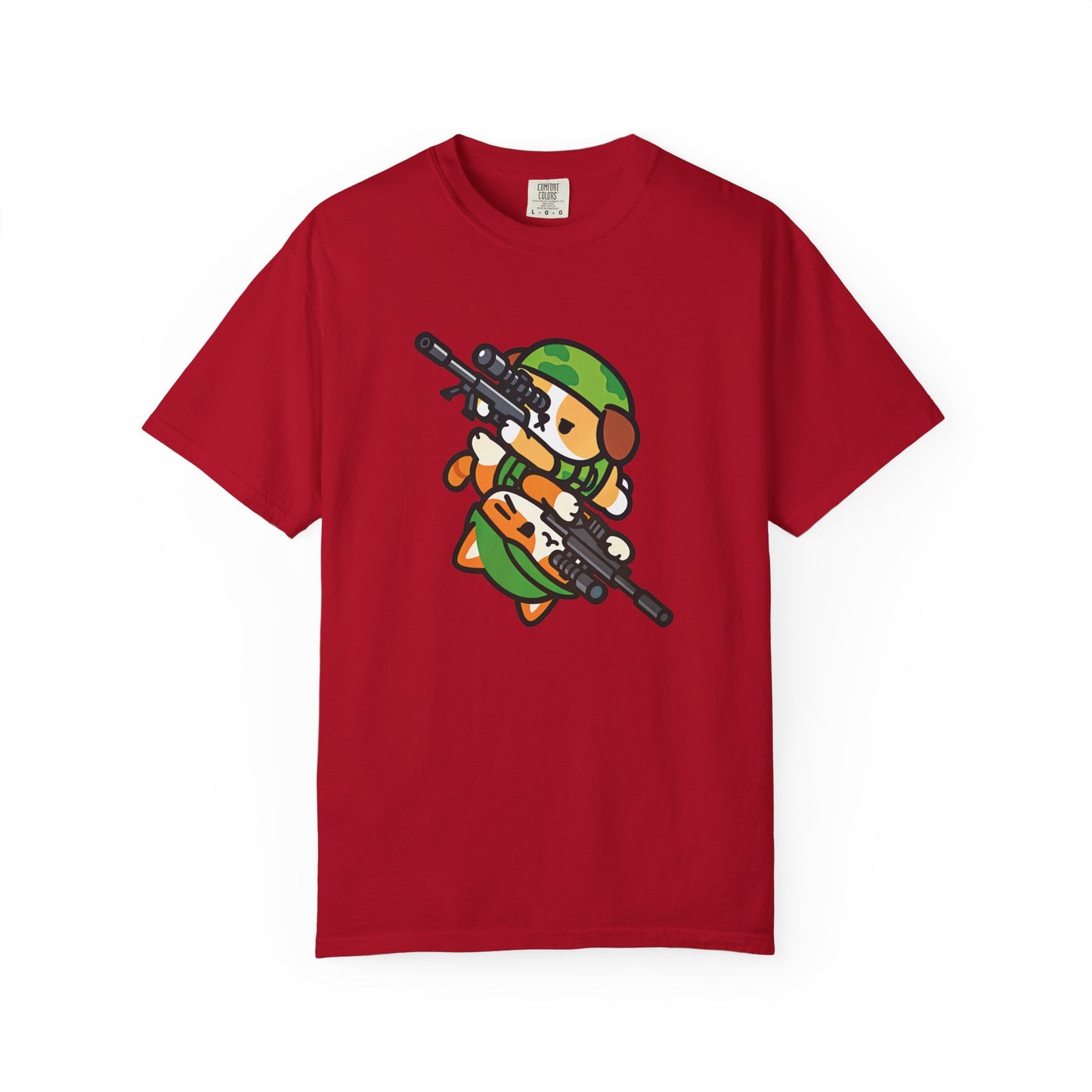 Cute Soldier Sniper Dog & Cat Unisex Graphic T-Shirt