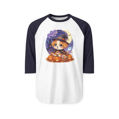 Halloween cute puppy anime style 5 Raglan Shirt, Cute Pet Shirt, Fall Apparel, Unisex Halloween Outfit, Gift for Dog Lovers, Spooky Season Tee