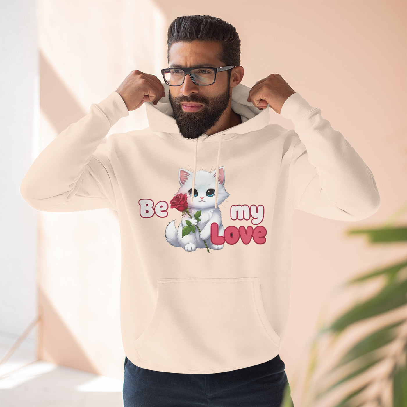 Cat Be My Love Fleece Hoodie for Cozy Comfort