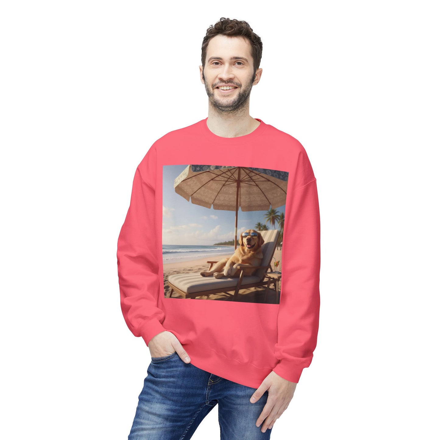 Beach Vibes Dog Graphic Unisex Crewneck Sweatshirt