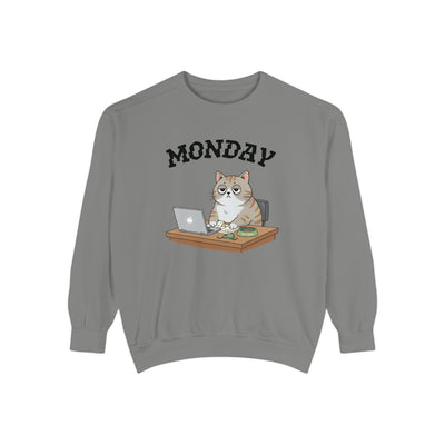 Monday Face Cat Stares Blankly Unisex Crewneck Sweatshirt style 4