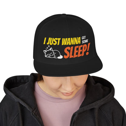 I just wanna get some sleep Embroidered Cute Cat Snapback Hat