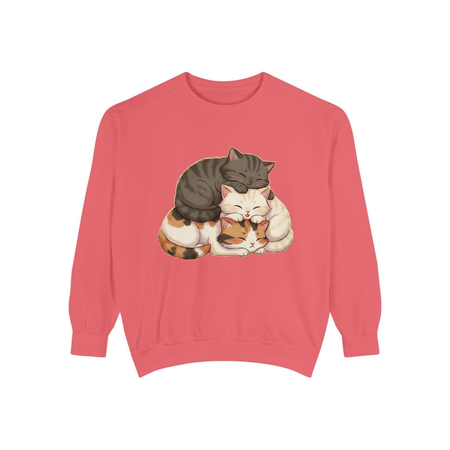 3 Cute Sleeping Cats Cozy Graphic Unisex Crewneck Sweatshirt style 3