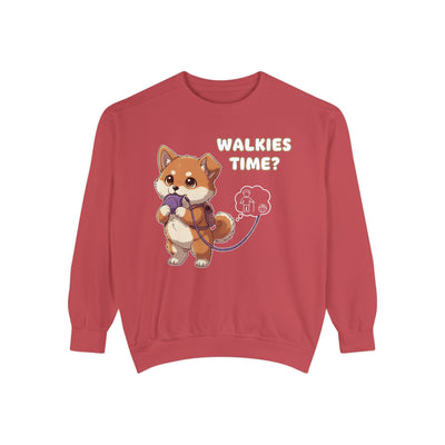 Cute Dog Walk Time style 3 Cozy Graphic Unisex Crewneck Sweatshirt