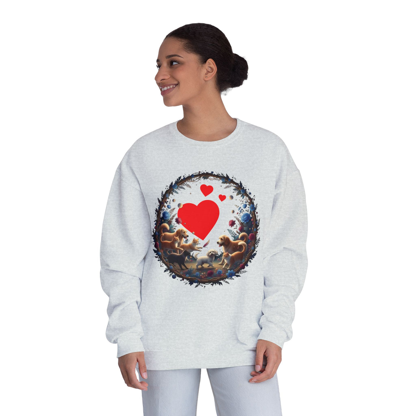 Cats & Dogs Full of Love Unisex NuBlend® Crewneck Sweatshirt