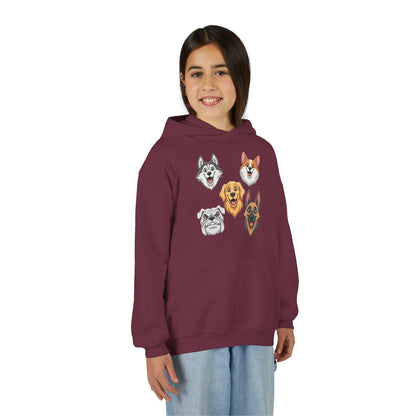 Fun Dog Heads Unisex Youth & Kids Heavy Blend Hoodie