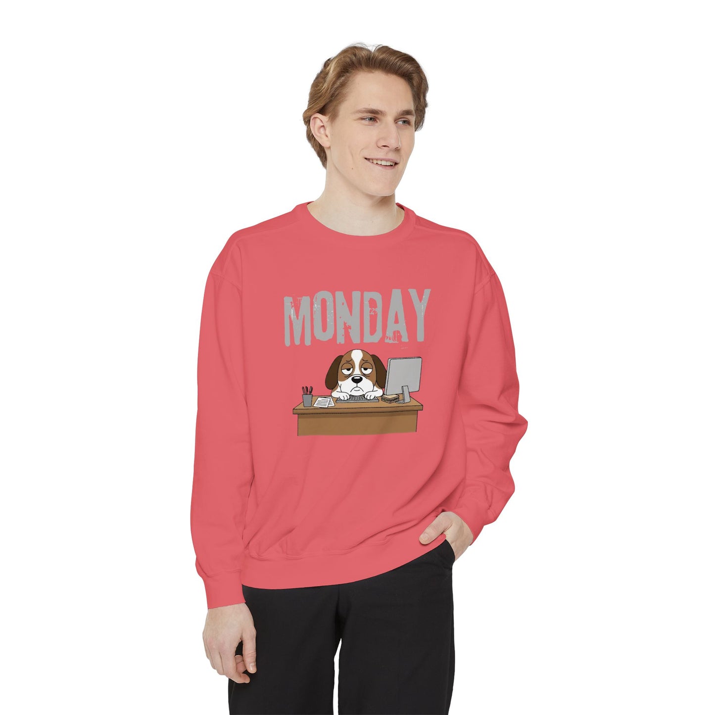 Monday Face Dog Stares Blankly Unisex Crewneck Sweatshirt style 6
