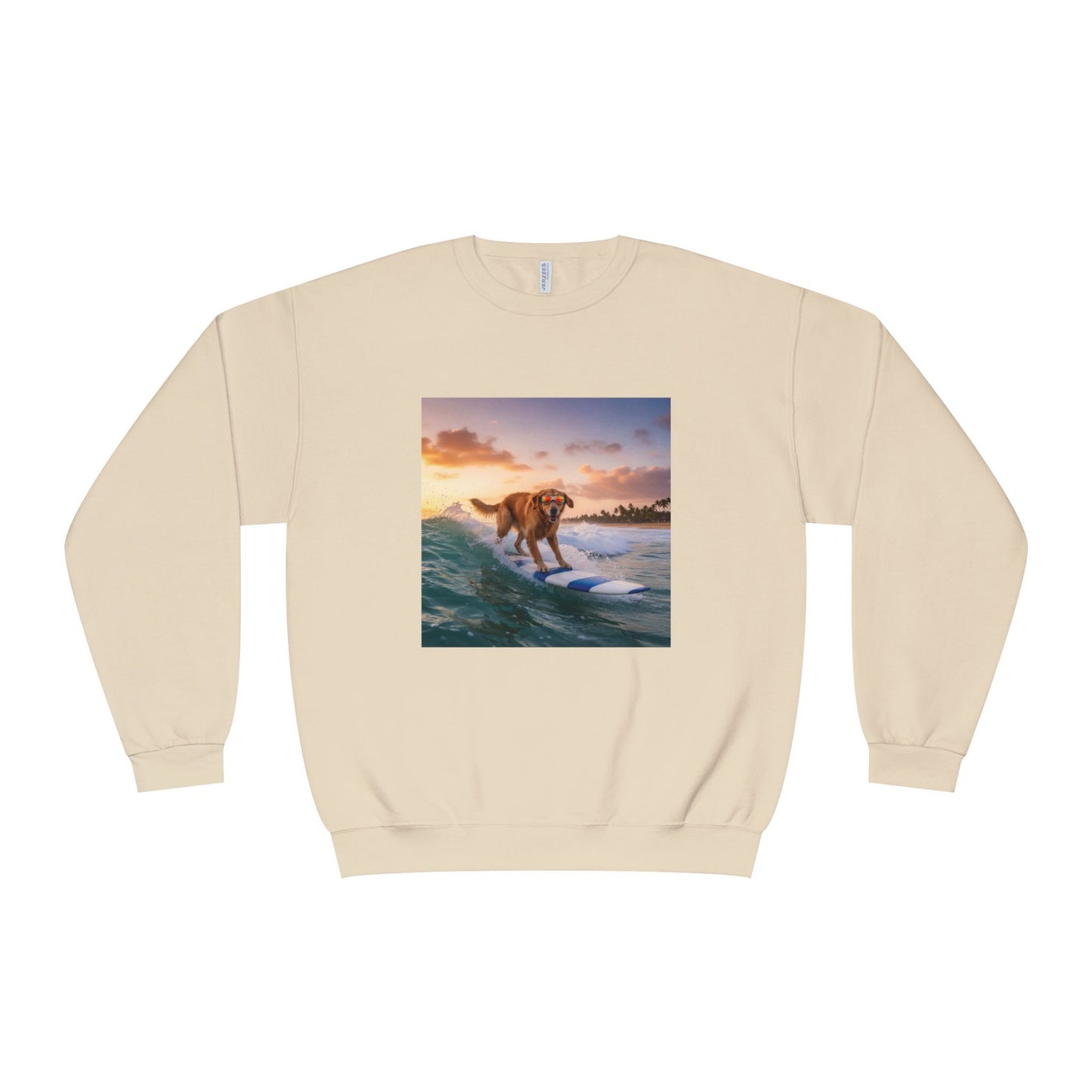 Surfing Dog Graphic Unisex NuBlend Crewneck Sweatshirt style 1