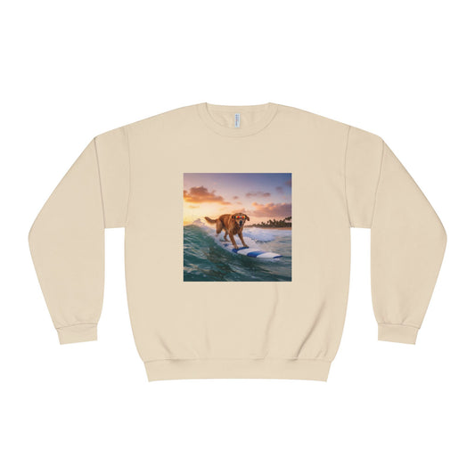 Surfing Dog Graphic Unisex NuBlend Crewneck Sweatshirt style 1