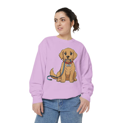 Cute Dog Walk Time style 2 Cozy Graphic Unisex Crewneck Sweatshirt