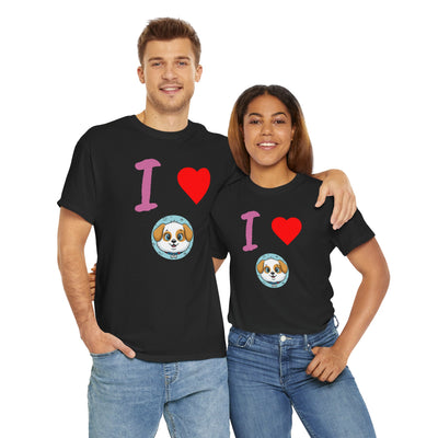 I Love Dogs in Love Unisex Tee - Cute Dog T-Shirt for Pet Lovers, Dog Owners, Sports Enthusiasts, Gifts for Animal Lovers, Casual Everyday Wear