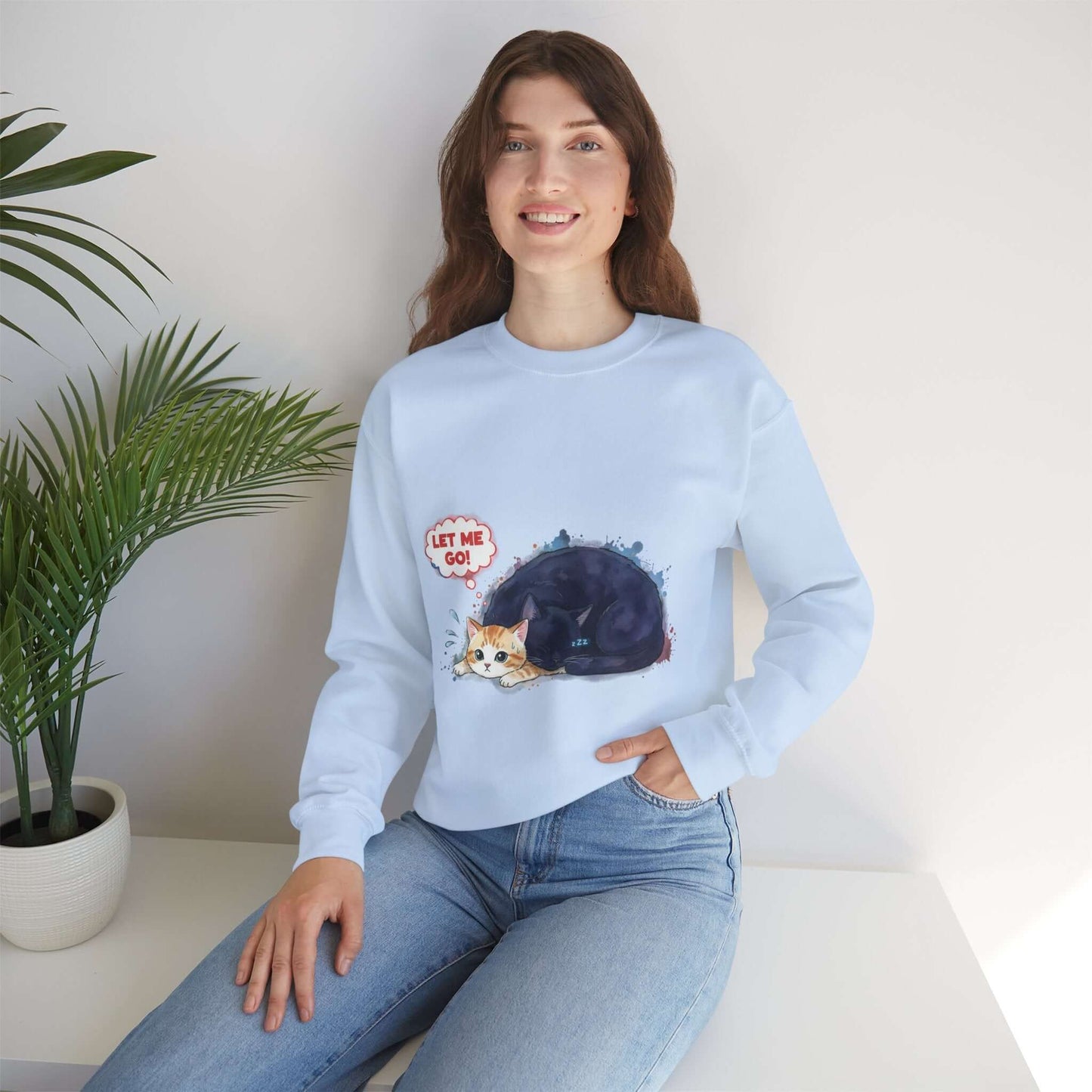 Watercolor Cat painting Unisex Crewneck Sweatshirt style 1