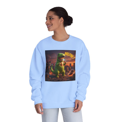 Tyrannosaurus Cat in city Unisex NuBlend Sweatshirt style 2