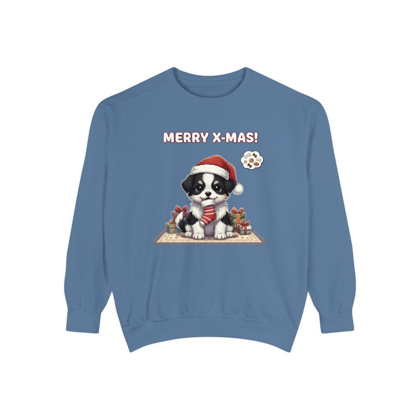 Cute Puppy waiting for Christmas presents style 7 Cozy Graphic Unisex Crewneck Sweatshirt