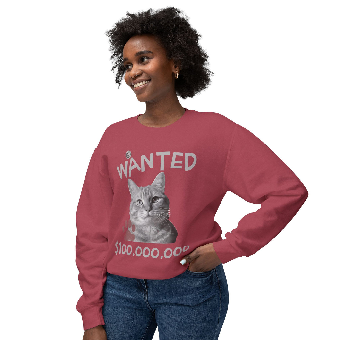WANTED Cat Poster Design Unisex Crewneck Sweatshirt