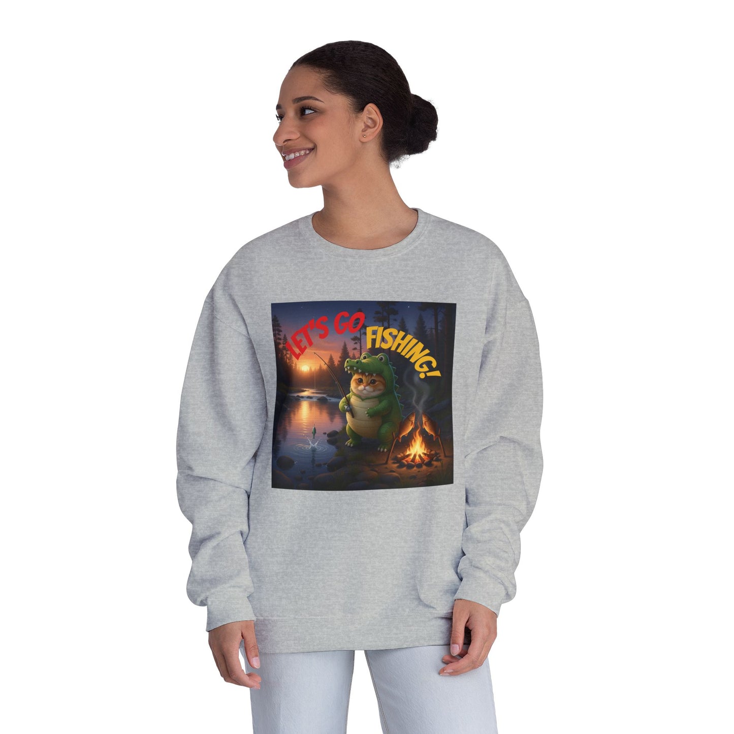 Crocodile Cat Fishing Unisex NuBlend Sweatshirt style 2