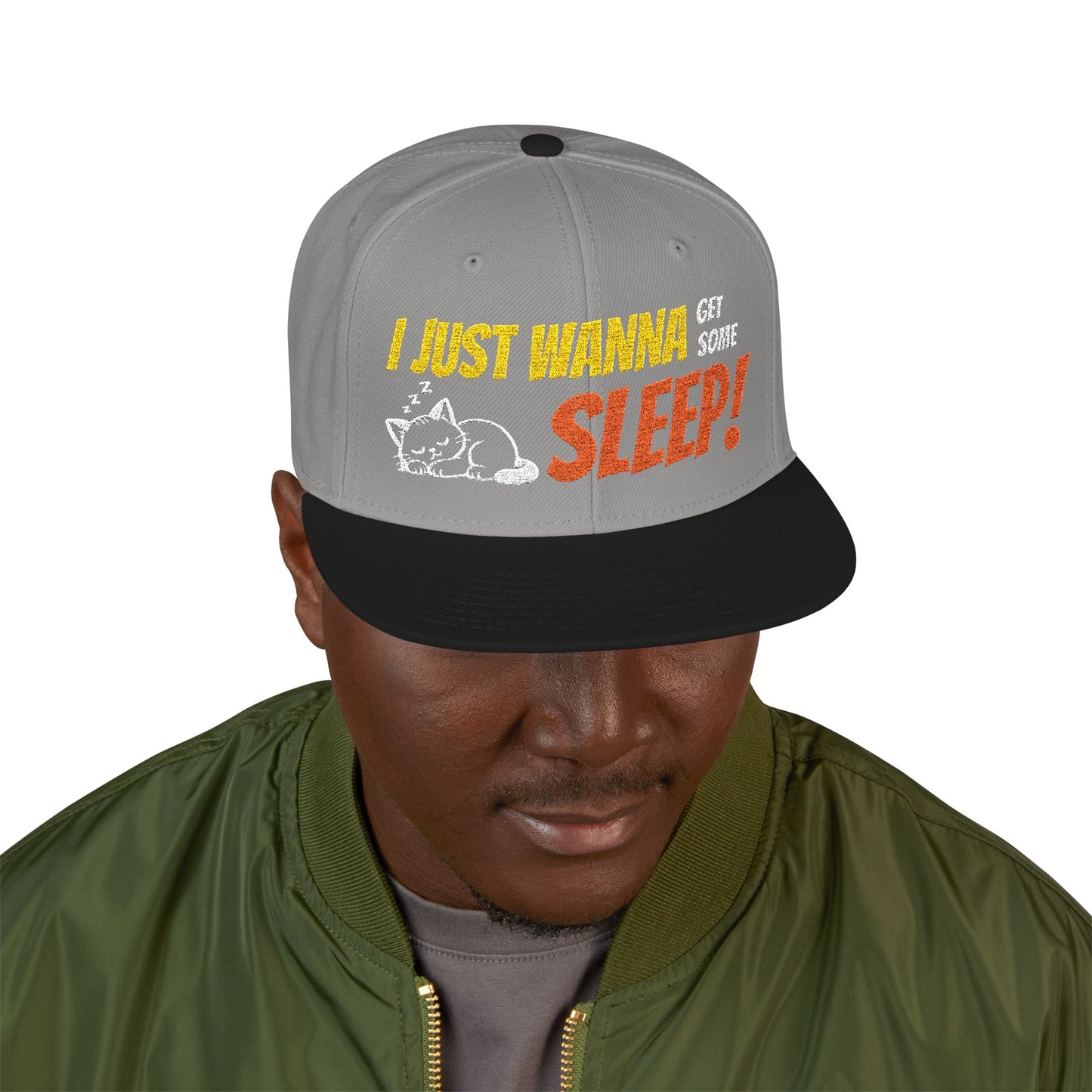 I just wanna get some sleep Embroidered Cute Cat Snapback Hat