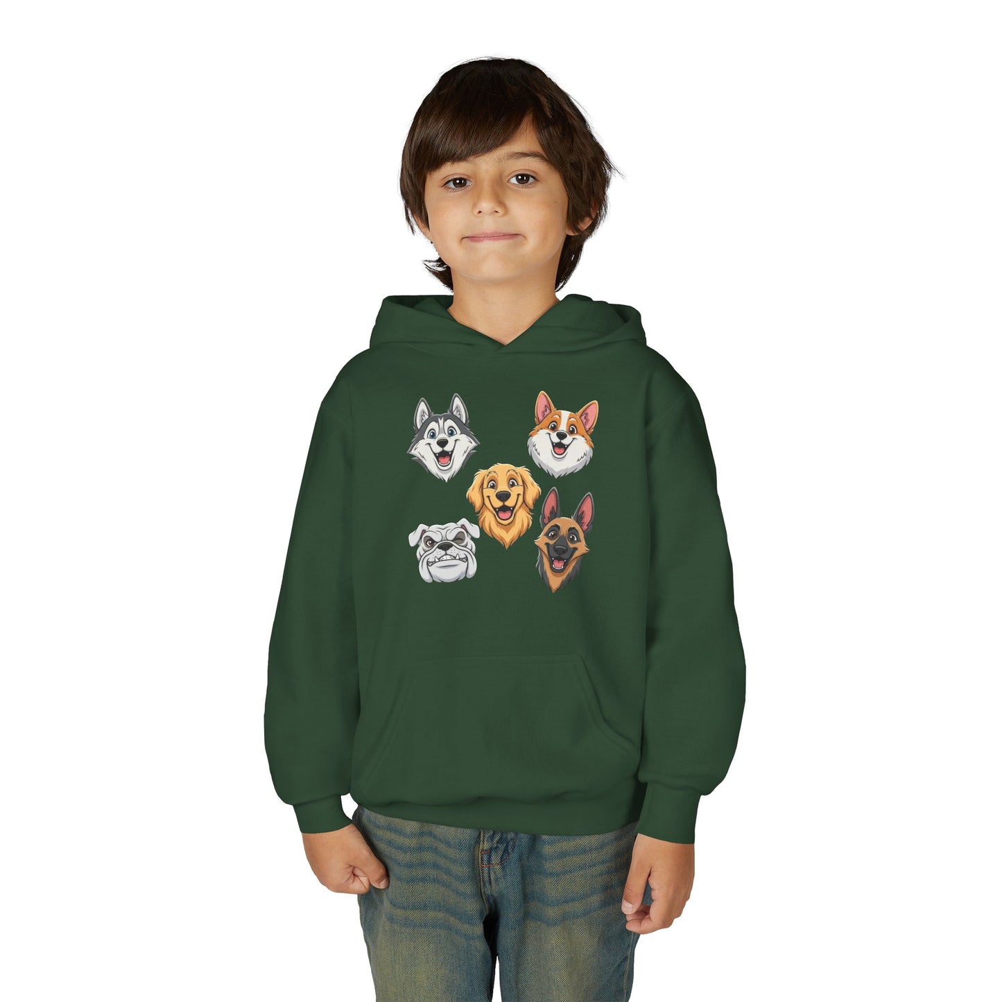 Fun Dog Heads Unisex Youth & Kids Heavy Blend Hoodie