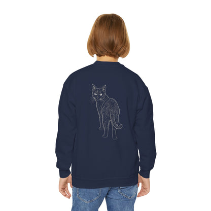 Black Cat - Cozy Unisex Youth Crewneck Sweatshirt style 1