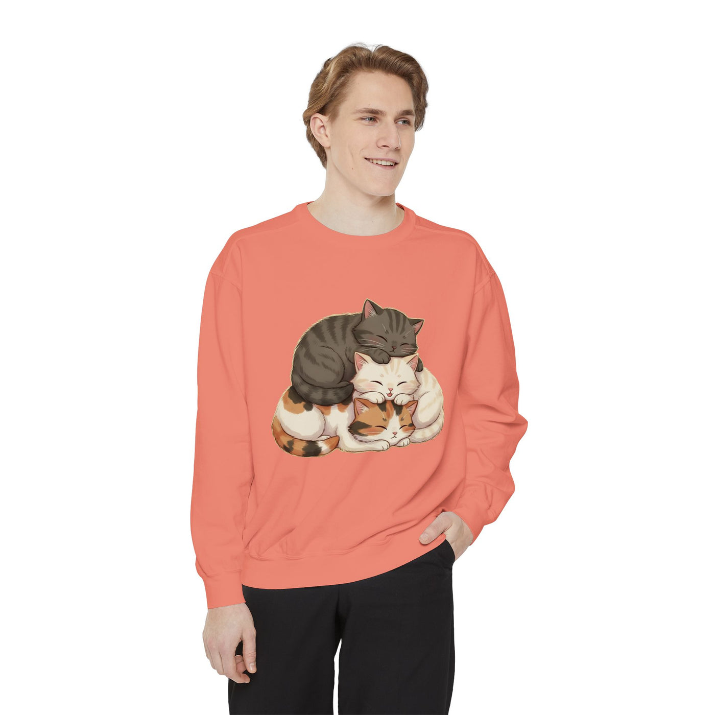 3 Cute Sleeping Cats style 3 Cozy Graphic Unisex Crewneck Sweatshirt