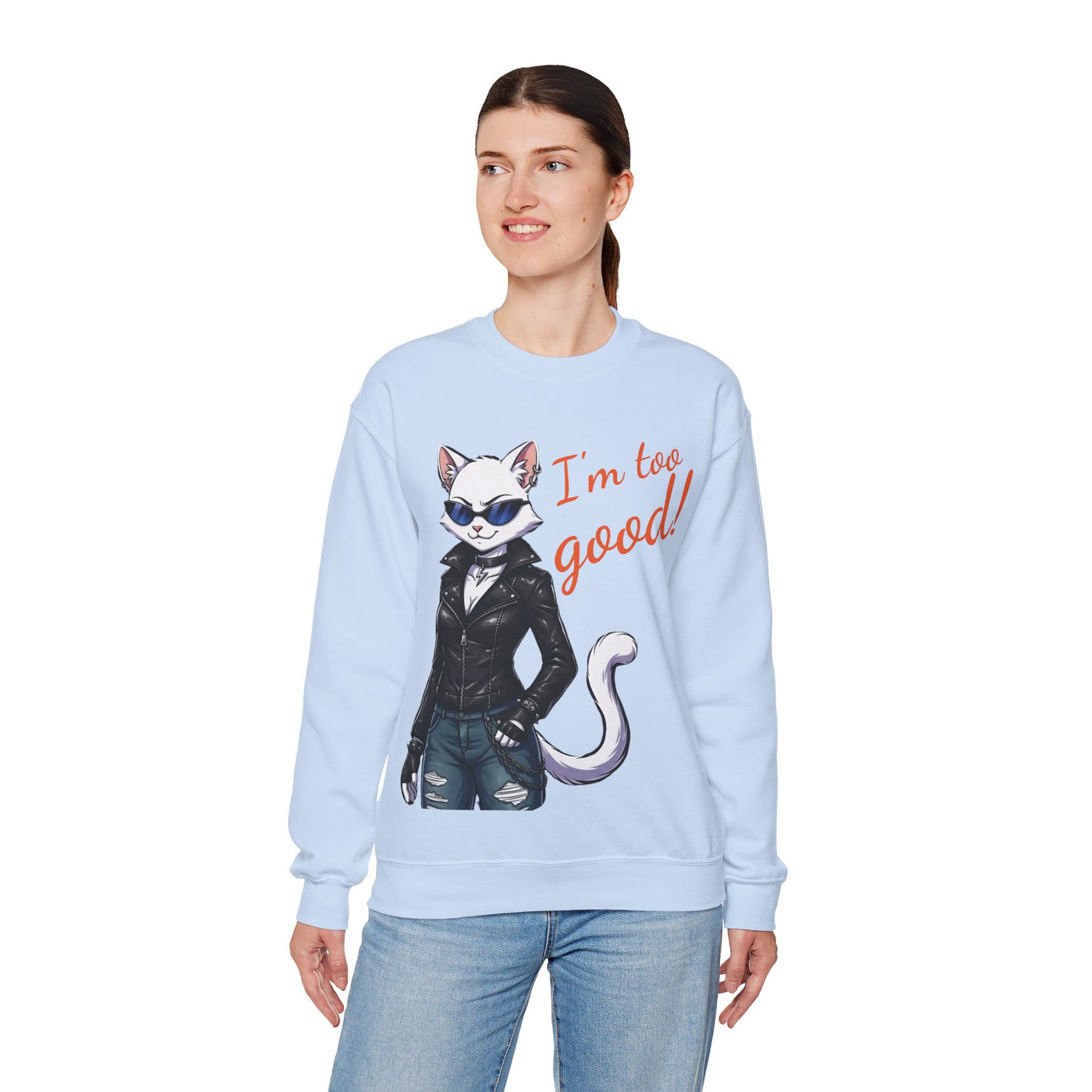 Cool Cat style 3 Unisex Crewneck Sweatshirt | Cozy Gift for Cat Lovers, Casual Wear, Unique Graphic Sweatshirt, Birthday Gift, Everyday Style