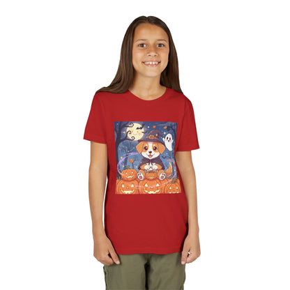 Halloween cute puppy anime style 3 Youth Tee, Short Sleeve T-Shirt, Kids Halloween Apparel, Cute Dog Tee, Fall Outfit for Children