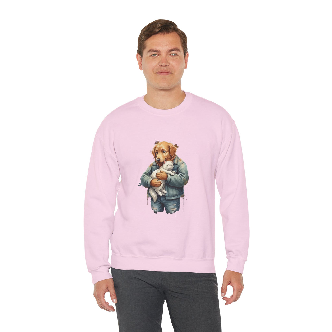 Watercolor painting style 12 Men & Women Cute Cat Pile Crewneck Sweatshirt