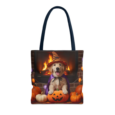 Adorable Halloween Puppy Tote Bag, Dog Lover Bag, Spooky Season Accessories, Pumpkin Patch Shopper, Cute Pet Gift