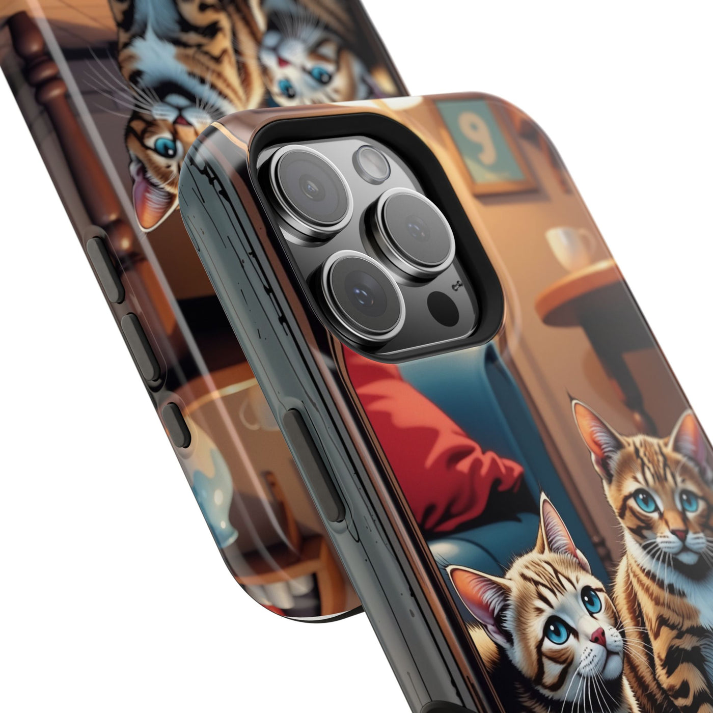 Cute Cats Magnetic Phone Case comic style 1, Cat Lover Gift, Impact-Resistant iPhone Case, Funny Pet Accessory, Unique Animal Design