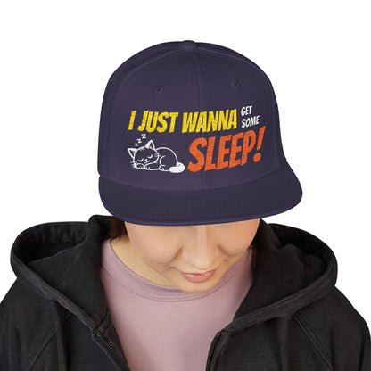 I just wanna get some sleep Embroidered Cute Cat Snapback Hat