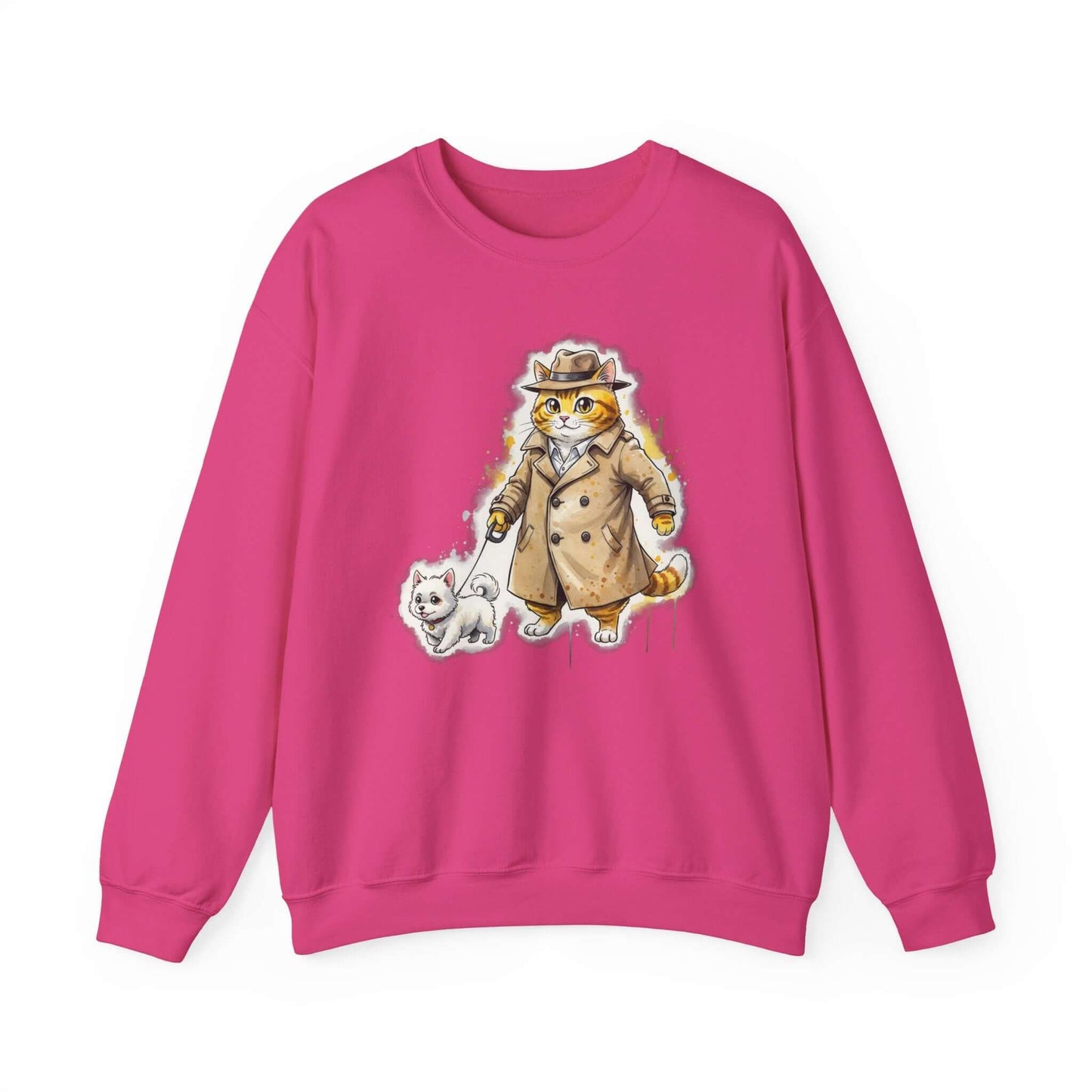 Watercolor Cat & Dog painting Unisex Crewneck Sweatshirt style 1