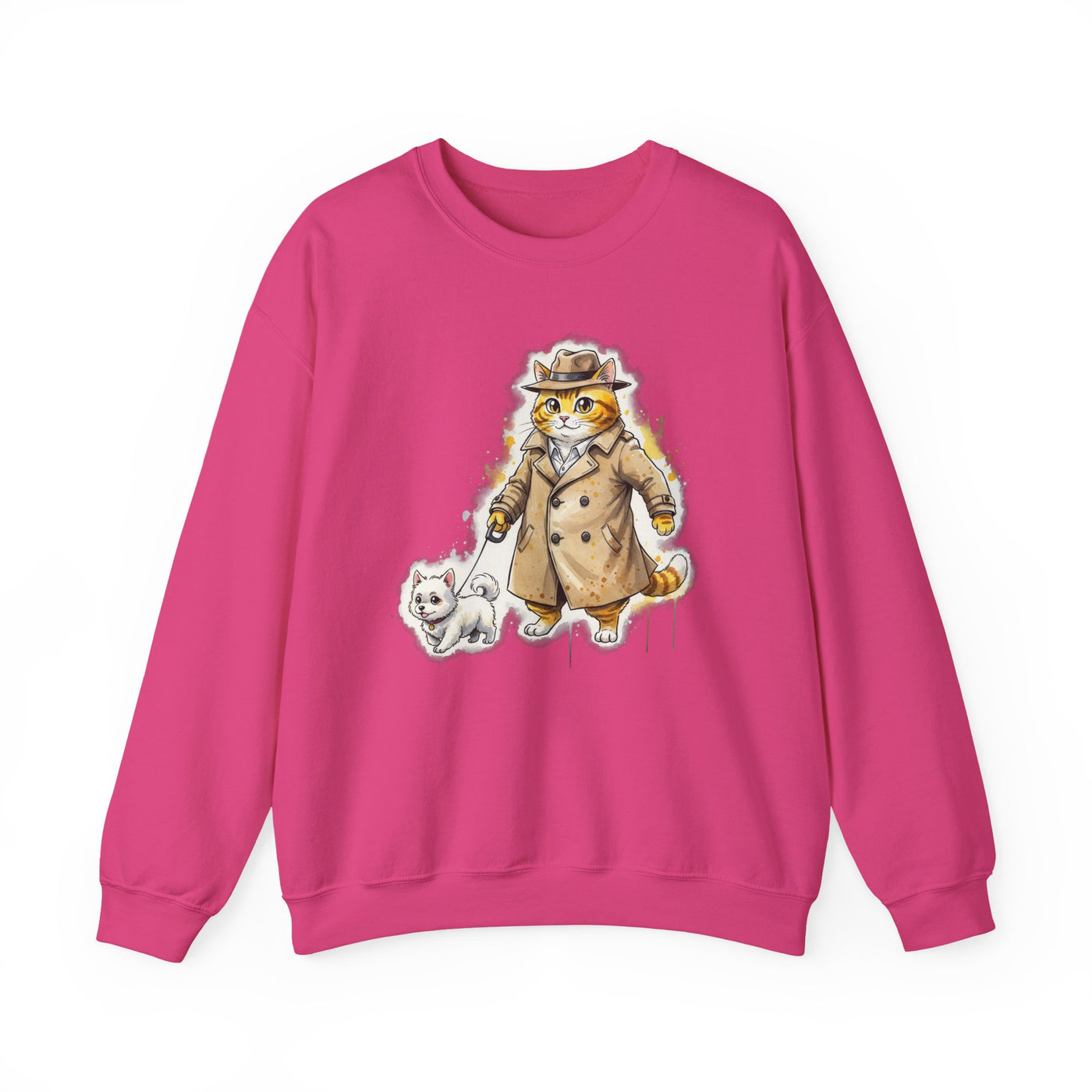 Watercolor painting style 10 Men & Women Cute Cat Pile Crewneck Sweatshirt