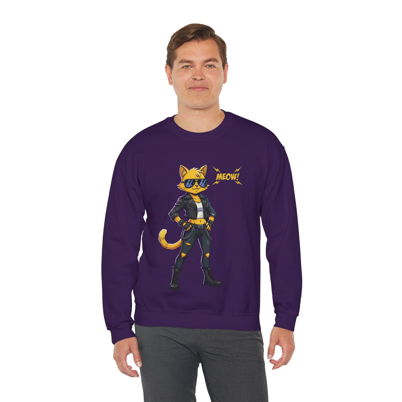 Cool Cat style 4 Unisex Crewneck Sweatshirt | Cozy Gift for Cat Lovers, Casual Wear, Unique Graphic Sweatshirt, Birthday Gift, Everyday Style