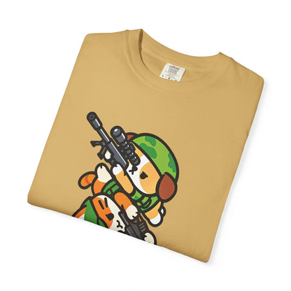 Cute Soldier Sniper Dog & Cat Unisex Graphic T-Shirt