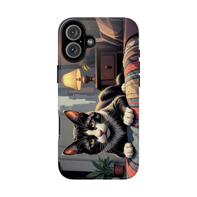 Cat on the bed - Tough Phone Case for Apple iPhone & Samsung Galaxy, Cute Pet Accessories, Gift for Cat Lovers