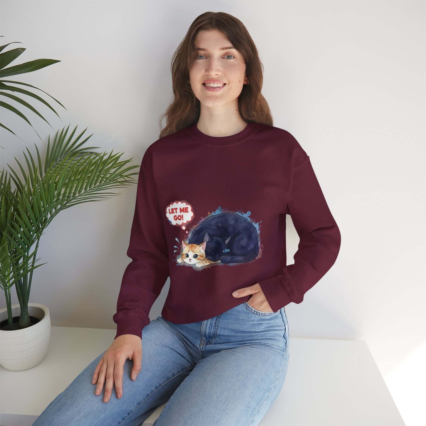 Watercolor Cat painting Unisex Crewneck Sweatshirt style 1