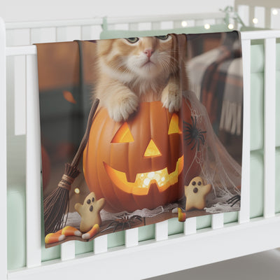Halloween Cat Baby Swaddle Blanket, Infant Blanket, Newborn Gift, Cozy Blanket, Fall Decor, Cute Baby Accessories