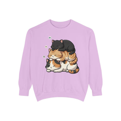 3 Cute Sleeping Cats Cozy Graphic Unisex Crewneck Sweatshirt style 8