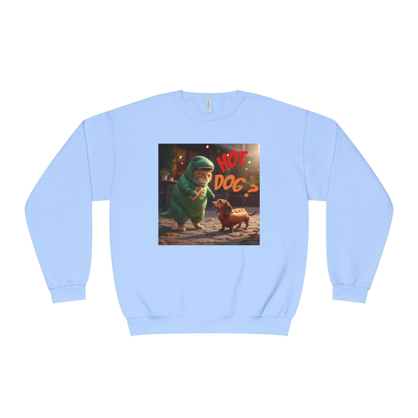 Tyrannosaurus Cat & Hot Dog Unisex NuBlend® Crewneck Sweatshirt