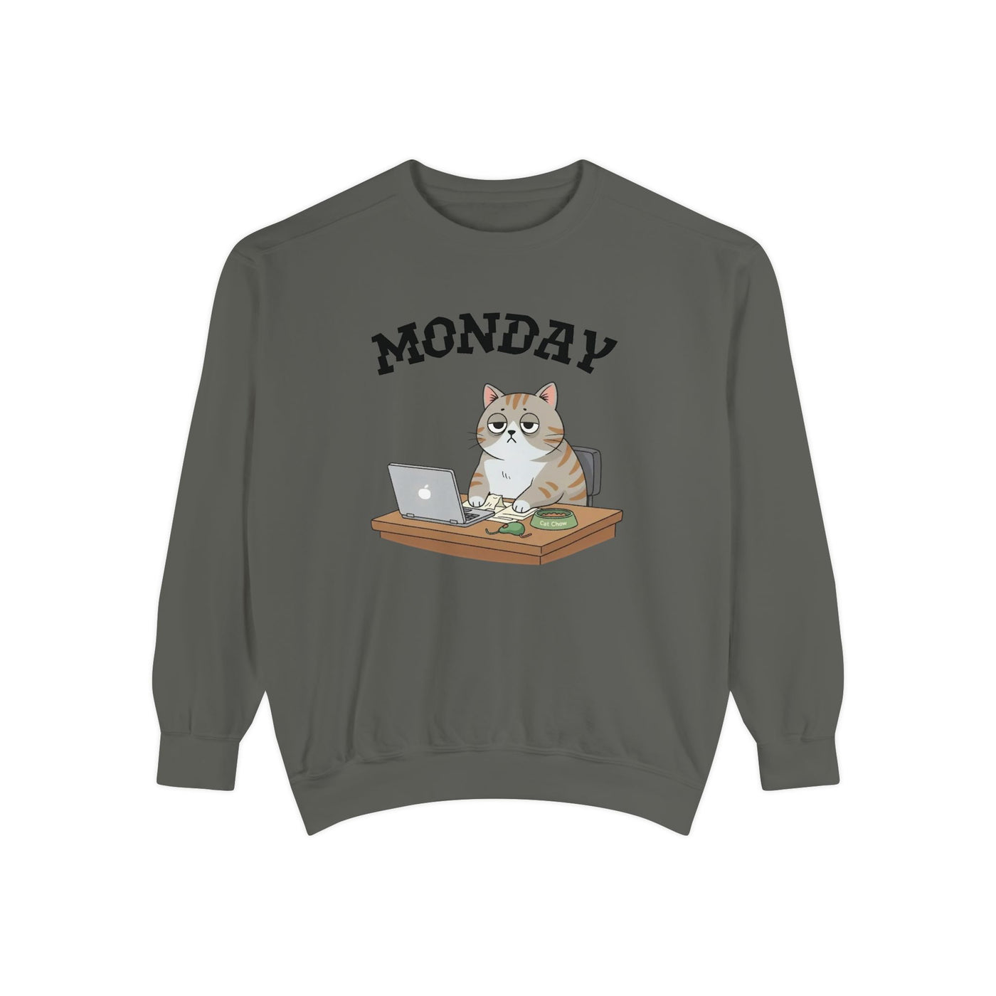 Monday Face Cat Stares Blankly Unisex Crewneck Sweatshirt style 4