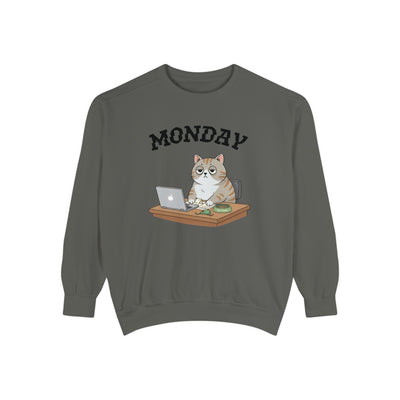 Monday Face Cat Stares Blankly Unisex Crewneck Sweatshirt style 4