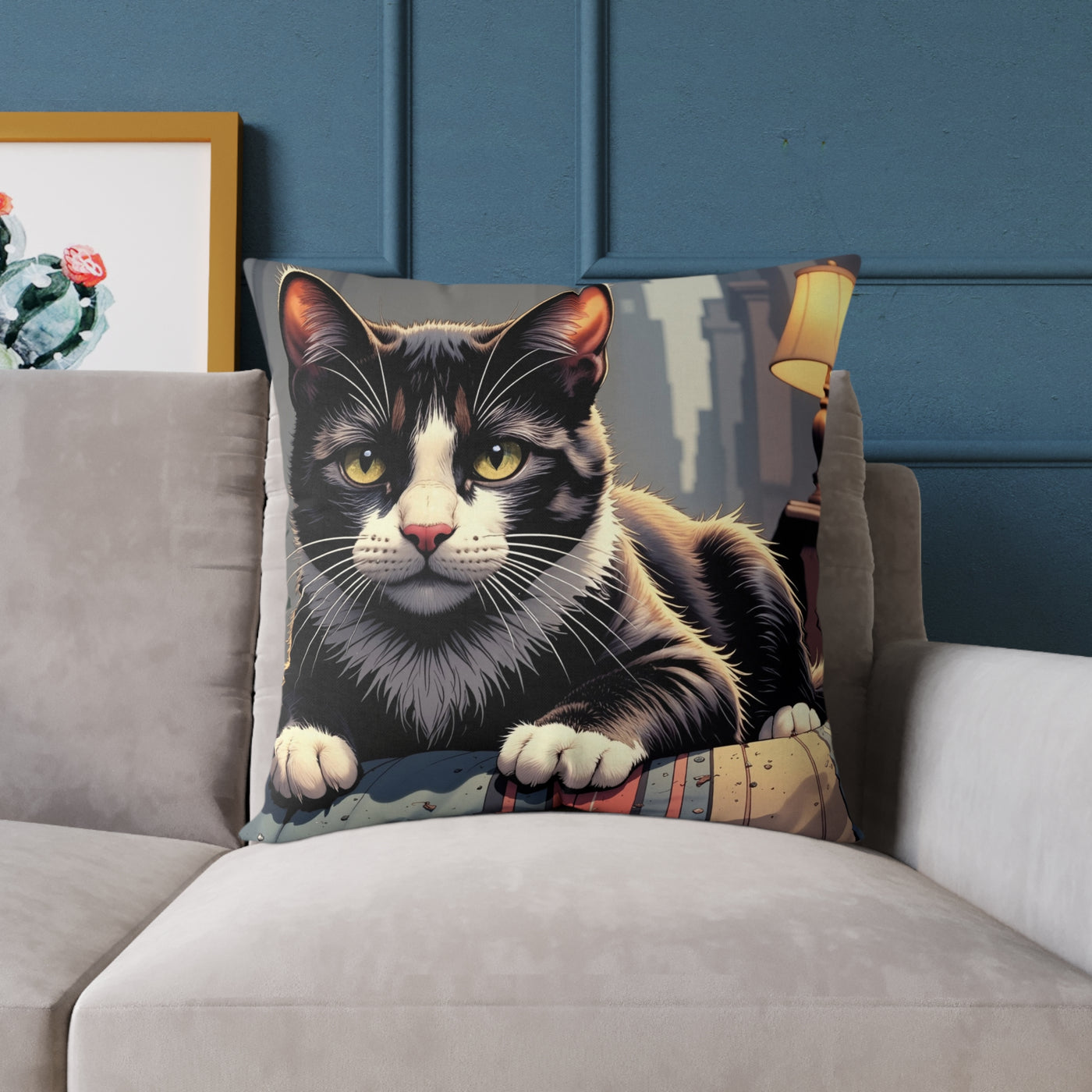 Cat Art style 1 Pillow, Pet Lover Gift, Home Decor, Animal Lover Cushion, Custom Pet Pillow
