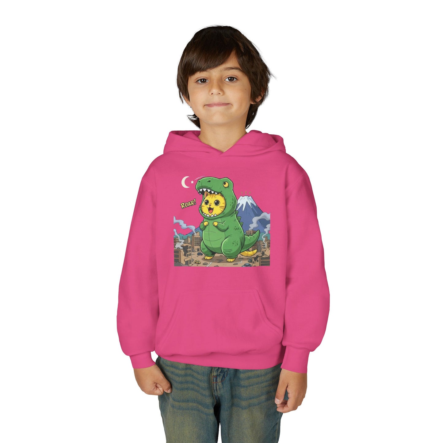 Cat cosplay Godzilla Unisex Kids Hoodie style 1