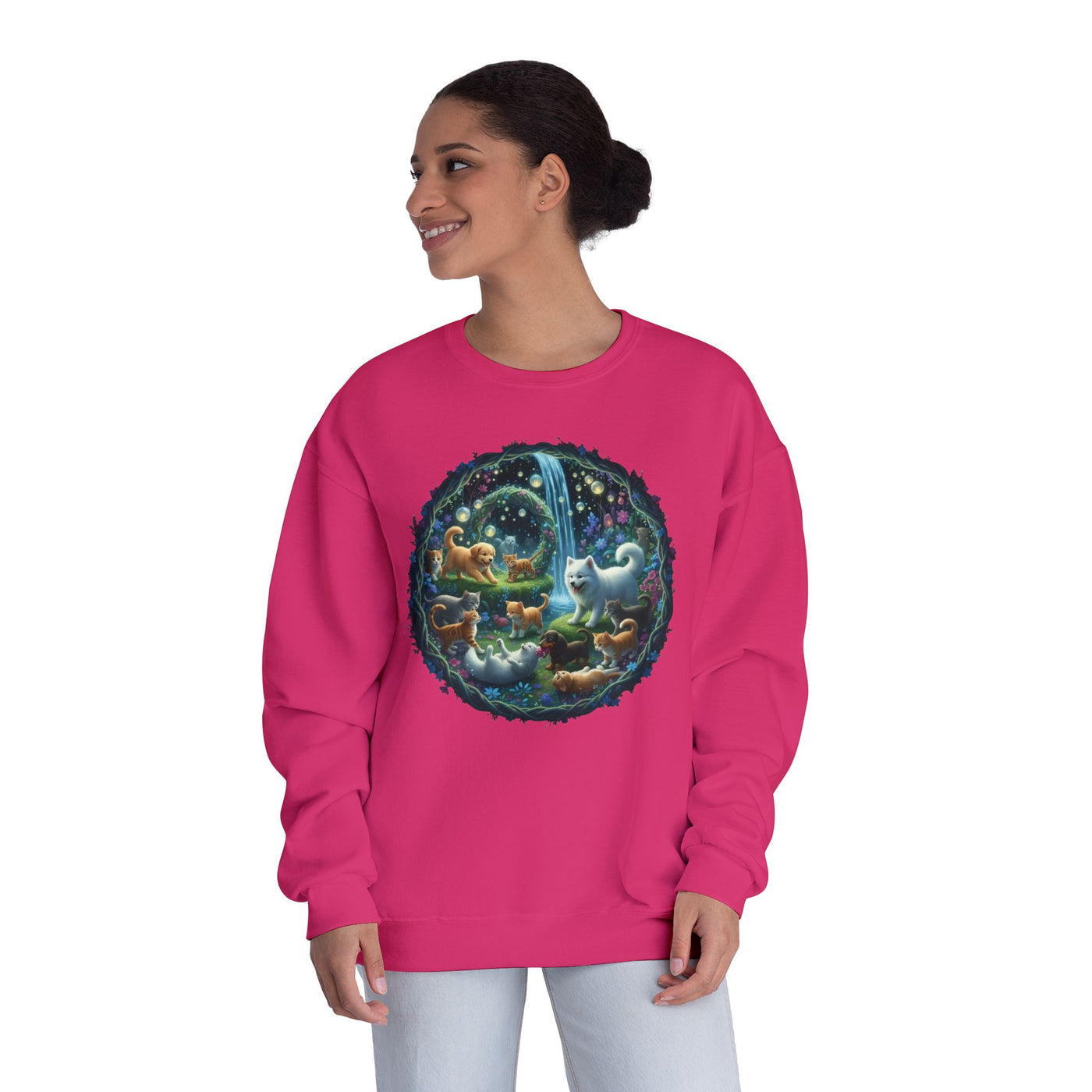 Cats & Dogs Happy Garden Unisex NuBlend® Crewneck Sweatshirt