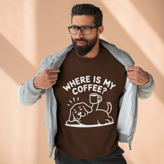 Where is my coffee - Dog Outline Unisex Crewneck Sweatshirt style 2