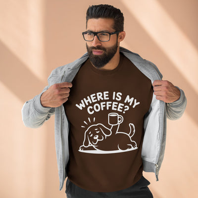 "Where is my coffee?" Dog Outline style 2 Unisex Crewneck Sweatshirt