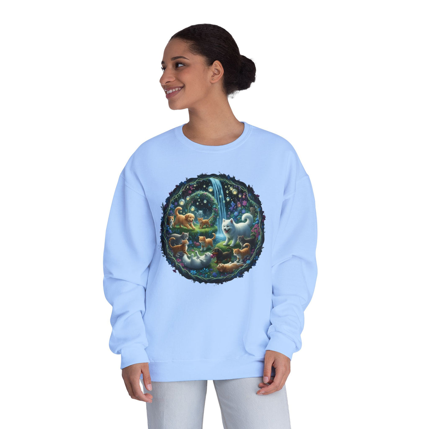 Cats & Dogs Happy Garden Unisex NuBlend® Crewneck Sweatshirt